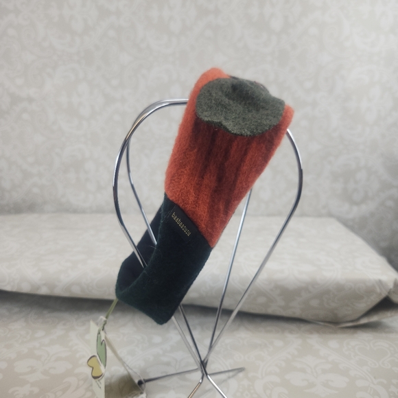 NWT Baabaazuzu Green Upcycled Boiled Wool Headband with Orange/ Brown - Picture 4 of 4